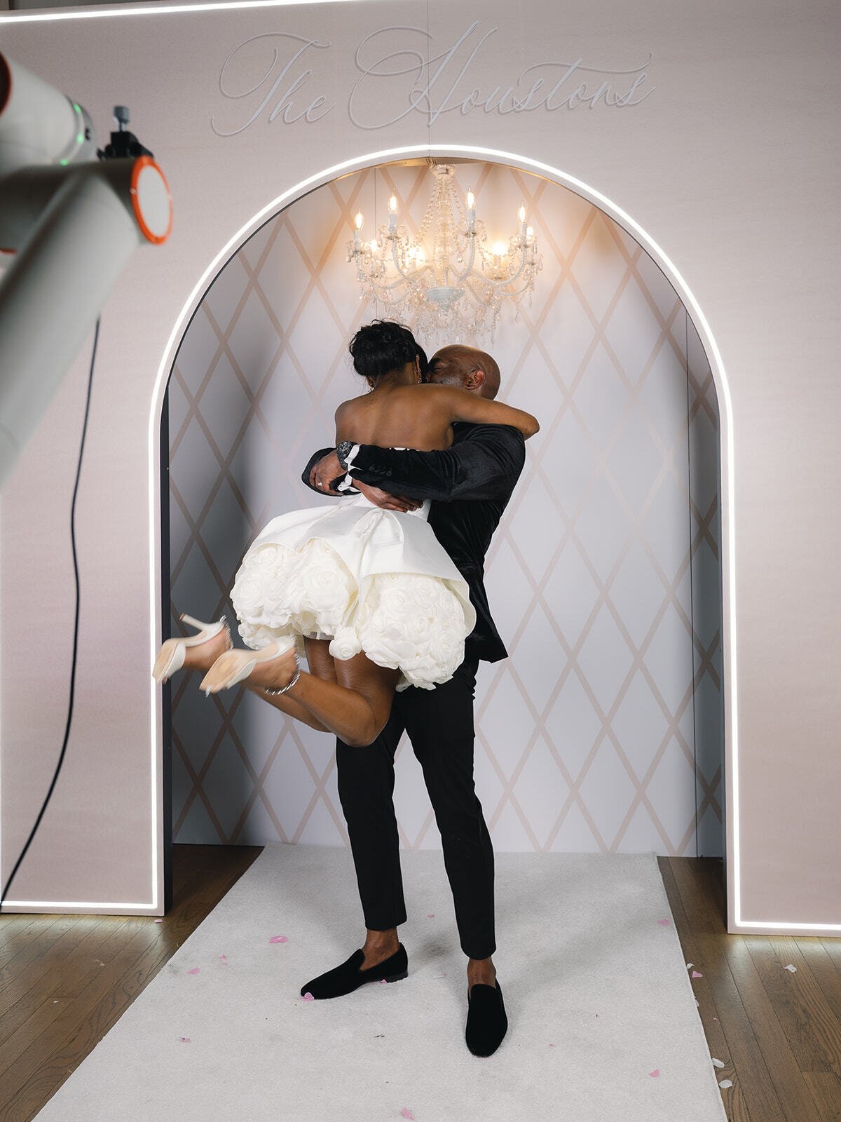 Guests posing for The Dallas GlamBot cinematic slow-motion video at luxury Dallas wedding.